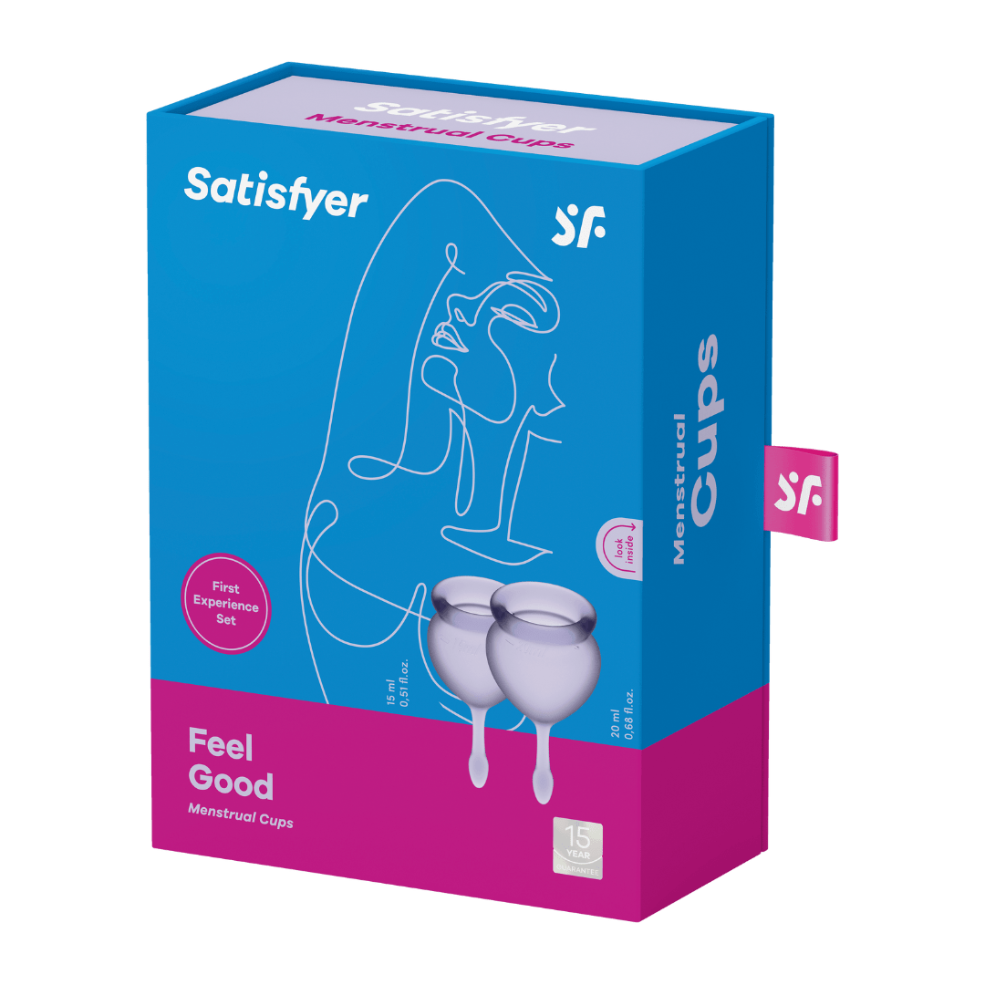 Satisfyer Feel Good Menstruacinių taurelių pakuotė išorinė dalis