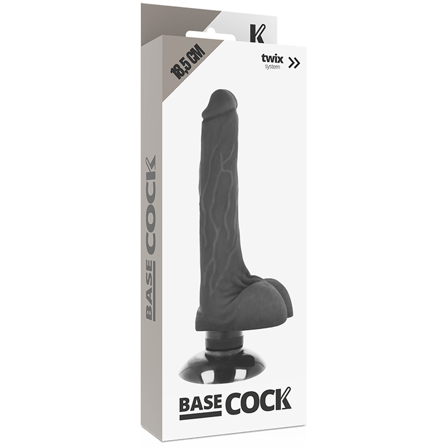 BASECOCK Realistic Vibrator – Tikroviškas Juodas Vibratorius 18,5 cm