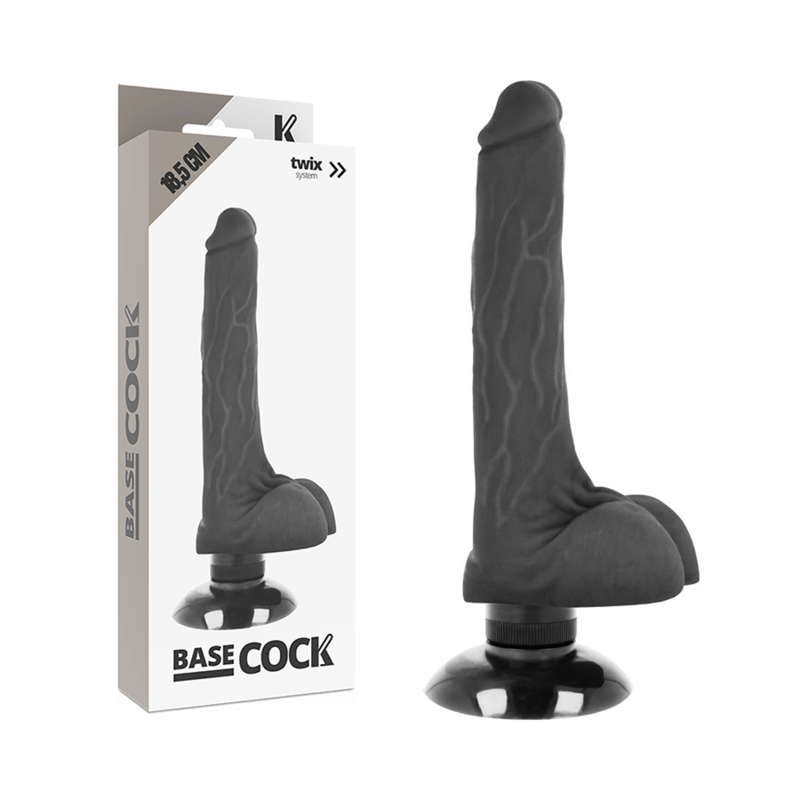 BASECOCK Realistic Vibrator – Tikroviškas Juodas Vibratorius 18,5 cm