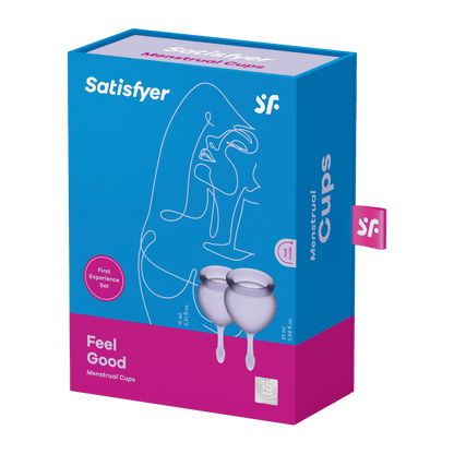 Satisfyer Feel Good Menstruacinių taurelių pakuotė išorinė dalis