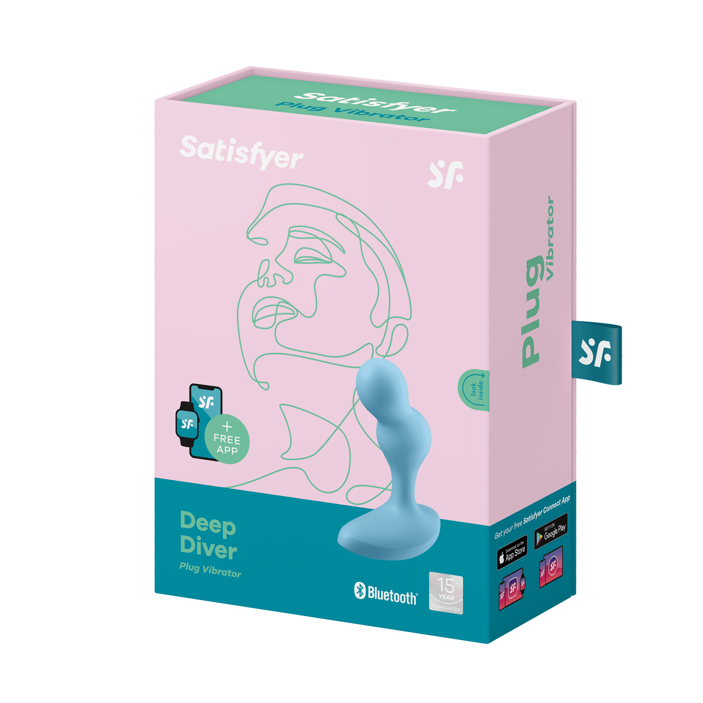 Satisfyer Deep Diver Vibruojantis Analinis Kaištis su Connect APP Mėlynas