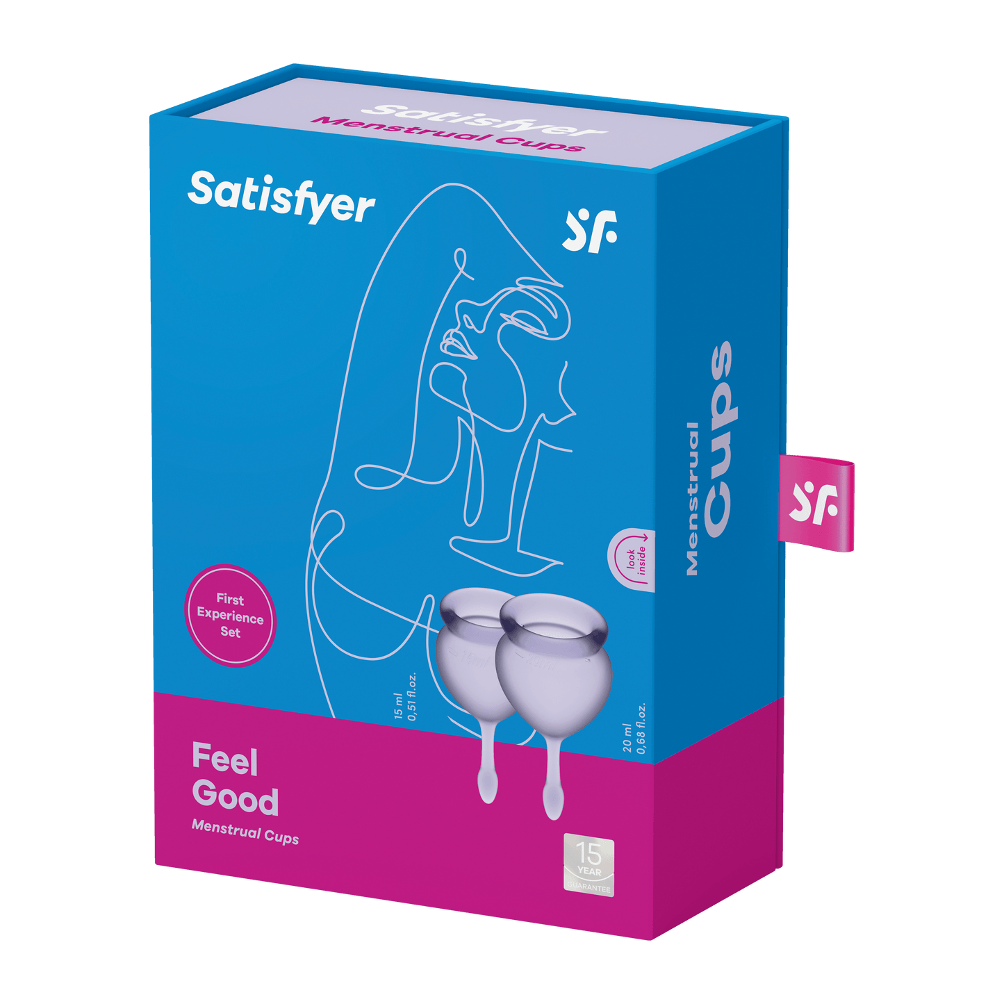 Satisfyer Feel Good Menstruacinių taurelių pakuotė išorinė dalis