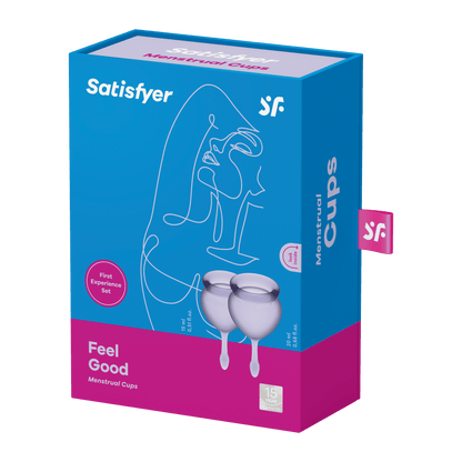 Satisfyer Feel Good Menstruacinių taurelių pakuotė išorinė dalis