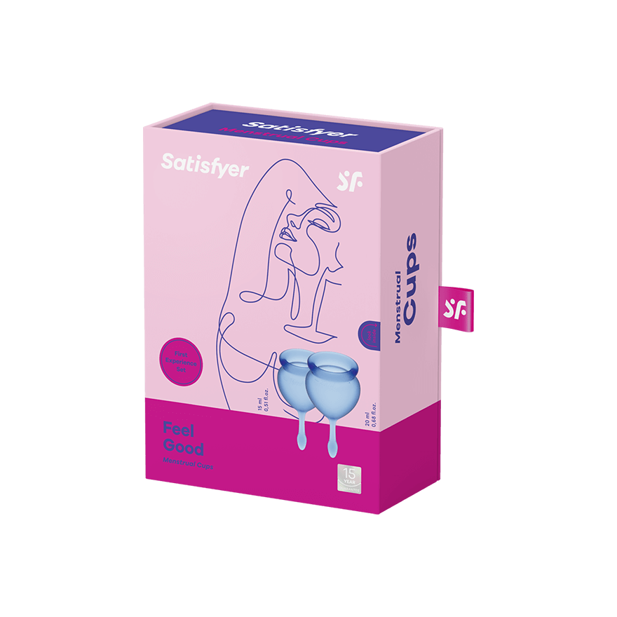 Satisfyer Feel Good menstruacinių taurelių pirmojo naudojimo rinkinys su 15 metų garantija

